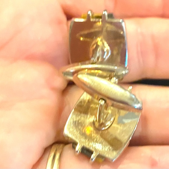 Vintage Genuine Tiger Eye Gemstone Cuff Links 3/4” faceted setting GORGEOUS! - Picture 3 of 8